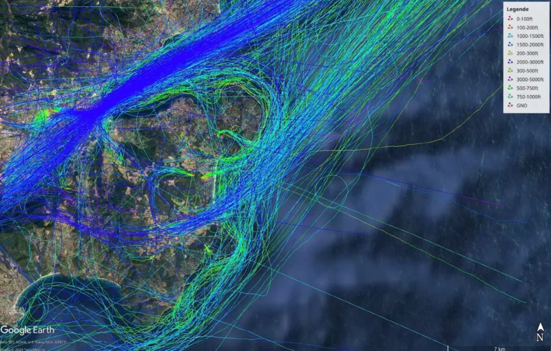Helicopter flight patterns in the south of France. Tracked with jetvision® Flight Tracking technology. ©Google Earth